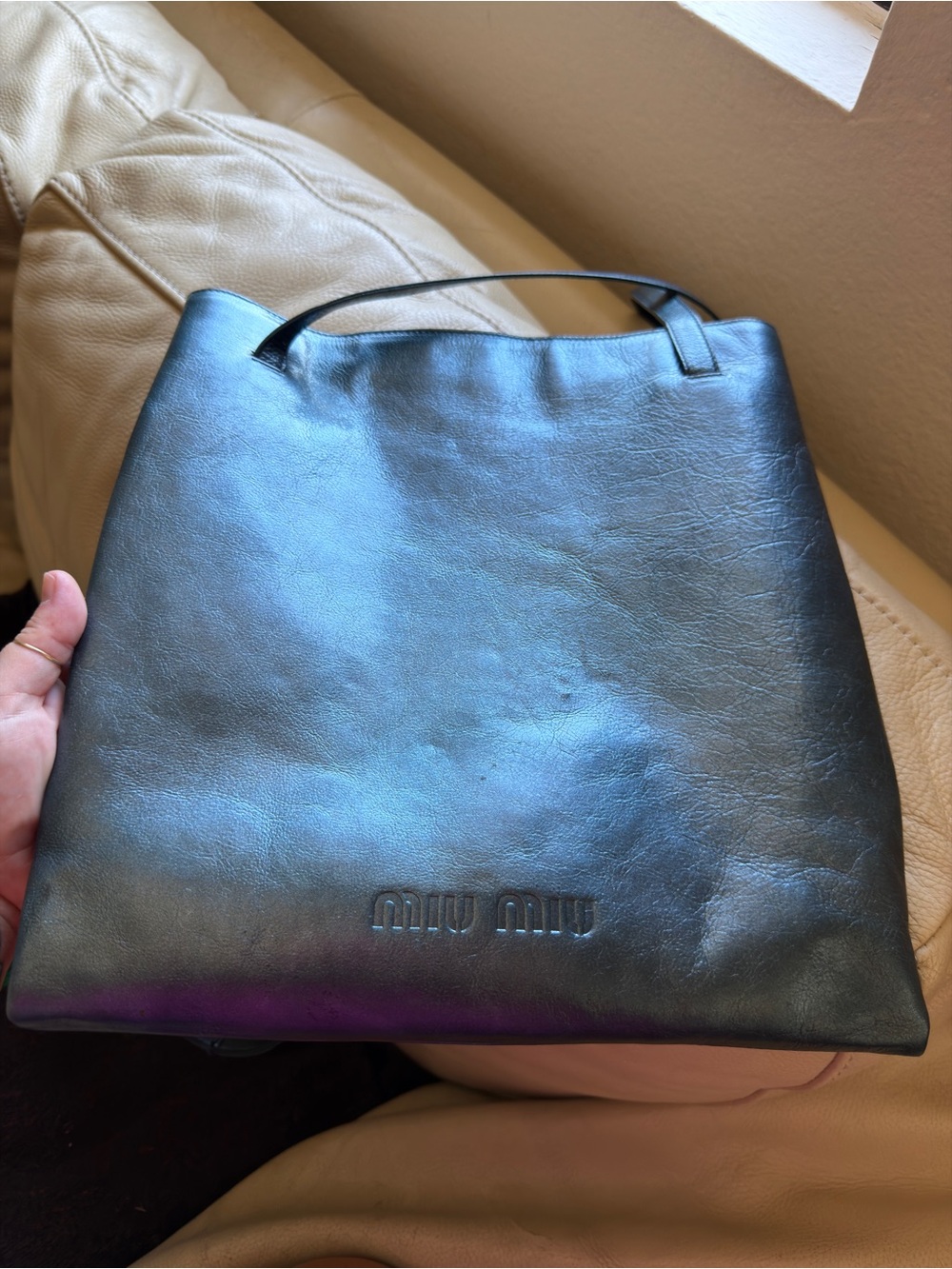 Y2K Miu Miu Metallic Blue Bag